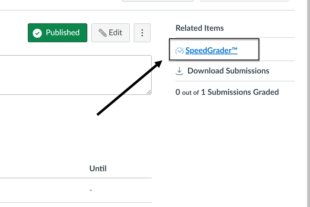 Assignment view with SpeedGrader link highlighted.
